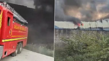 Delhi Fire: Massive Blaze Breaks Out at Factory in Mundka Industrial Area, No Casualties Reported So Far (Watch Video)