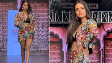 Priyanka Chahar Choudhary Sets the Ramp Alight in Multi-Coloured Short Pants and Jacket Combo! (Watch Video)