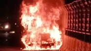 Delhi Fire: Car Catches Fire at Sagar Pur Flyover, Video Shows Raging Flames