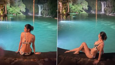 Mouni Roy Is Water Baby! Actress Is Too Hot to Handle in Floral Bikini As She Chills by the Pool (View Pics)