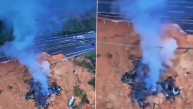 China Highway Collapse: 19 Killed, Dozens Injured as Part of S12 Highway Collapses in Guangdong Province (Watch Video)