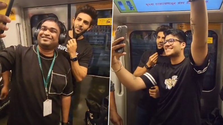 Kartik Aaryan Beats Mumbai Traffic by Taking Metro Ride, Obliges Fans With Selfies (Watch Video)