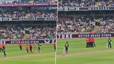 Spectator With Palestine Flag Invades Pitch During ENG vs PAK 2nd T20I 2024 at Edgbaston, Video Goes Viral