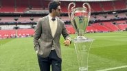 Kartik Aaryan Strikes a Pose With the 2024 UEFA Champions League Trophy; Chandu Champion Star Drops Photo From London&rsquo;s Wembley Stadium