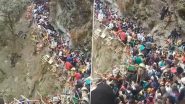 Uttarakhand: Massive Crowd Witnessed in Yamunotri, Devotees Seen Waiting in Narrow Lines on Hillside Route a Day After Char Dham Yatra Commenced (Watch Video)