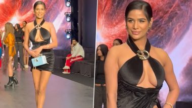 Poonam Pandey Gets Trolled for Wearing a Bold Black 'Uncomfortable' Dress at Fashion Show; Netizens Question Her Choice of Outfit (Watch Video)