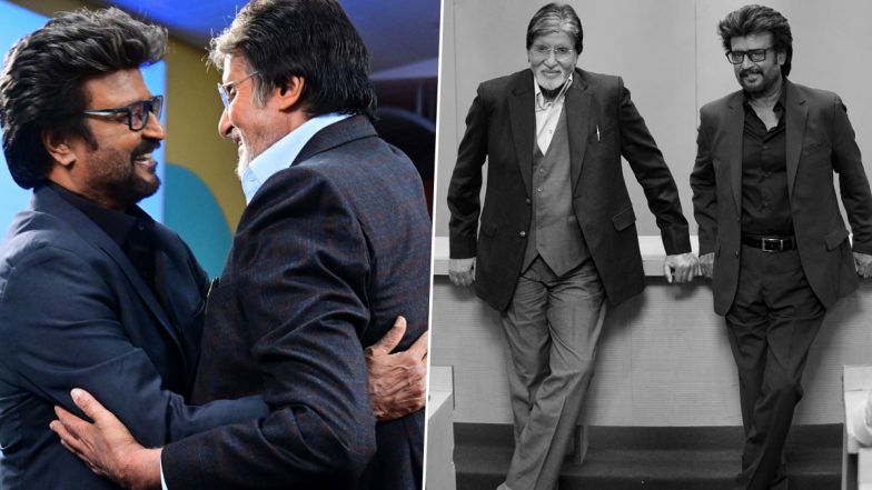 Vettaiyan: Rajinikanth and Amitabh Bachchan Hug Each Other in New Pics From Film's Set in Mumbai!