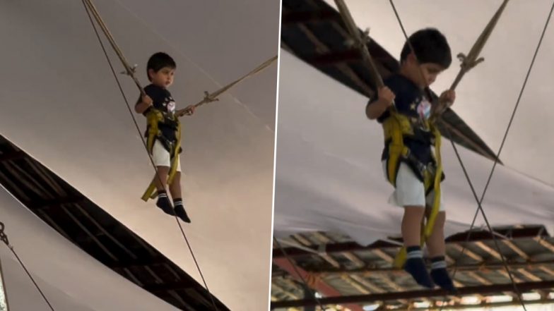 Jeh Ali Khan Enjoys Bungee Trampoline Ride at Laksshya Kapoor's Birthday Bash; Watch Inside Video!