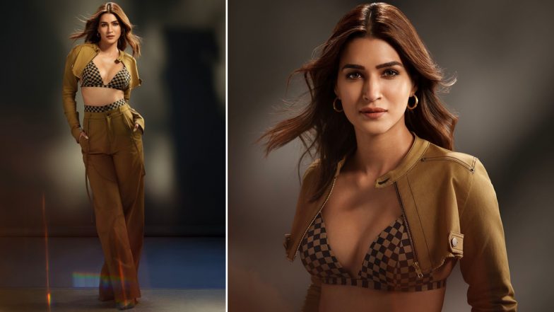 Kriti Sanon Goes Bold With Casual Style! Crew Actress Stuns in Chequered Bralette Paired With Baggy Pants and Jacket (See Pics)