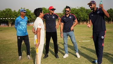 IPL 2024: Delhi Capitals’ Players Lalit Yadav, Yash Dhull, Gulbadin Naib Pay Visit to DC Academy in Faridabad