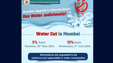 Mumbai Water Cut News: BMC Begins 5% Water Cut From Today, Supply To Be Slashed by 10% From June 5