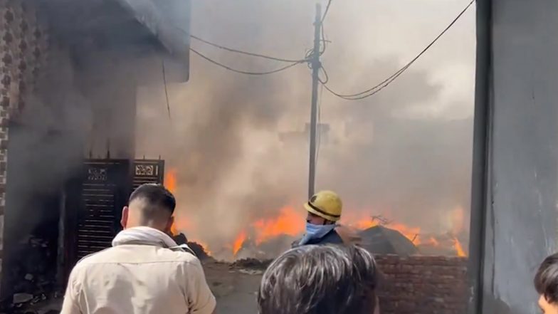 Delhi Fire Video: Blaze Breaks Out in Bhalswa Dairy Furniture Warehouse, Emergency Services Respond