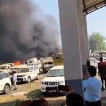 Madhya Pradesh Fire Video: Blaze Engulfs Mahindra Showroom Workshop in Jabalpur, Fire Tenders on Scene
