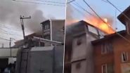 Srinagar Fire: Blaze Erupts at Commercial Structure in Rajbagh, Video Shows Massive Flames
