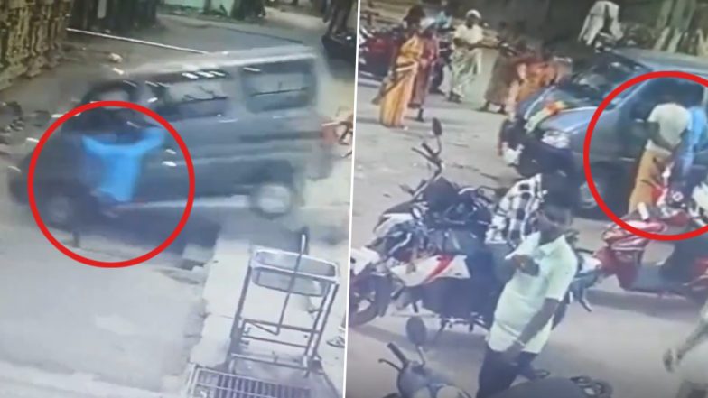 Tamil Nadu: Man Crashes Newly Purchased Car Into Temple Pillar After Blessing Ceremony in Cuddalore, Video Goes Viral