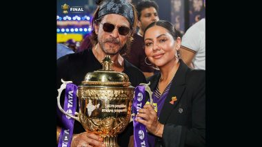 Shah Rukh Khan and Gauri Khan Exude Couple Goals As They Pose With IPL 2024 Trophy After KKR’s Triumph Over SRH (View Pic)