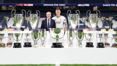 Real Madrid President Florentino Perez Pays Heartfelt Tribute to Toni Kroos As Midfielder Makes Final Appearance for Los Blancos, Says 'Thank You For Everything'