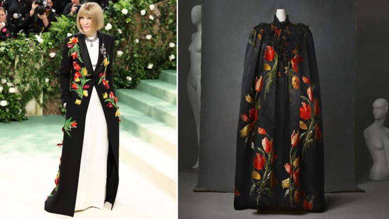 Met Gala 2024: Anna Wintour Channels Timeless Elegance in LOEWE’s Latest Collection, Inspired by Charles Frederick Worth’s 1944 Cape (Watch Video and Pics)