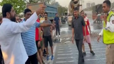 India News | Maharashtra CM Eknath Shinde Stops Convoy After Tanker Oil Spill Accident