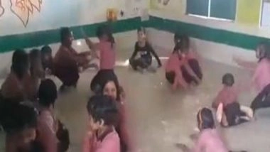 India News | UP: Amid Heatwave, Classroom Turned into Swimming Pool in Kannauj