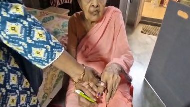 India News | Elderly Woman Casts Her Vote from Home in Karnataka's Mangalagiri