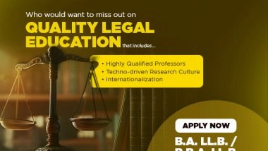Business News | Symbiosis Law School (SLS), Hyderabad's BA/BBA LLB Programmes: Applications Open for the Institute Until May 16, 2024