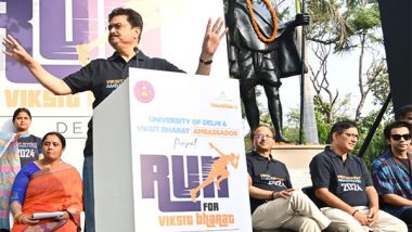 India News | DU V-C Urges Students to Vote for Strengthening Democracy, Flags off Run for Viksit Bharat