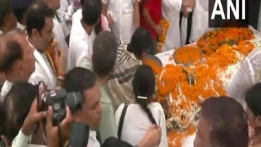 India News | Pralhad Joshi,  Samrat Choudhary Other BJP Leaders Pay Tributes to Sushil Kumar Modi at His Residence