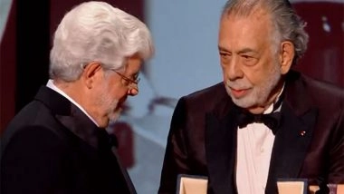Entertainment News | Cannes: Francis Ford Coppola Presents 'Star Wars' Creator George Lucas with Honorary Palme D'Or