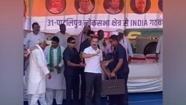 India News | Portion of Stage Caves in During Rahul Gandhi's Rally in Paliganj