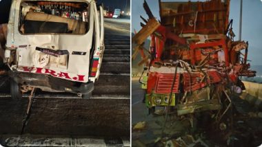 Road Accident on Mumbai-Pune Expressway: Three Killed, Eight Injured As Truck Loses Control Due to Brake Failure (See Pics)