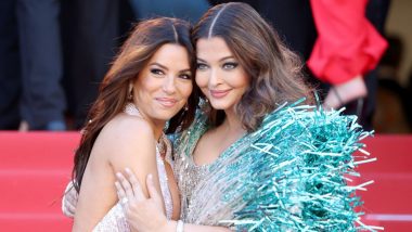 Cannes 2024: Aishwarya Rai Bachchan and Eva Longoria Share a Warm Hug As They Reunite and Pose for the Paparazzi at the Film Festival (View Pics)