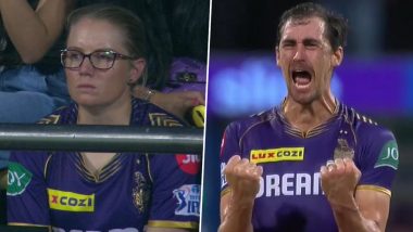 Alyssa Healy Spotted Wearing KKR Jersey As She Roots for Husband Mitchell Starc in Mumbai Indians vs Kolkata Knight Riders IPL 2024 Match, Pics Go Viral