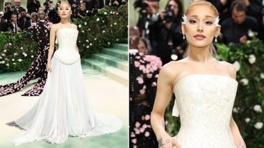 Met Gala 2024: Ariana Grande Makes a Dazzling Comeback After Six-Year Hiatus, Steals Spotlight in Loewe White Gown!