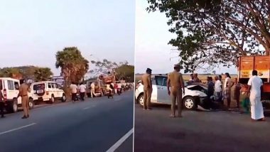 Ariyalur Road Accident: Four Killed After Car Rams Into Stationary Lorry in Tamil Nadu (Watch Video)