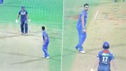 Arjun Tendulkar Shows Aggression to Marcus Stoinis, Pretends to Throw Ball at Aussie Star During MI vs LSG IPL 2024 Match (Watch Video)