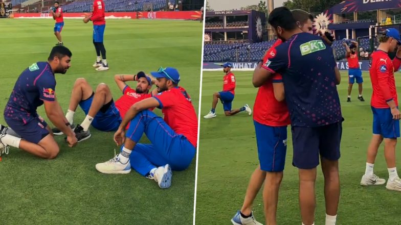 Avesh Khan Reunites With Delhi Capitals Players Ahead of DC vs RR IPL 2024 Clash (Watch Video)