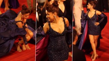 Avneet Kaur at Cannes 2024! Actress Pays Homage to Indian Roots During Red Carpet Appearance, Stuns in Navy Blue Outfit (Watch Video)