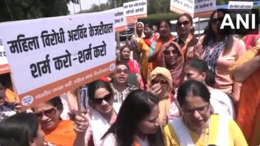 Swati Maliwal 'Assault' Case: BJP Stages Protest Outside Arvind Kejriwal's Residence; Demands Probe in AAP Leader's Alleged Assault Incident (Watch Video)