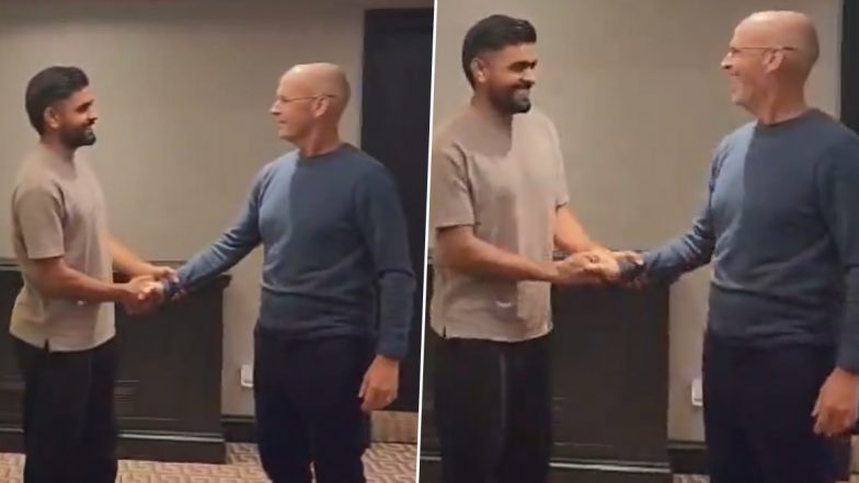 Babar Azam Meets Pakistan Head Coach Gary Kirsten Ahead of ENG vs PAK 1st T20I 2024 (Watch Video)