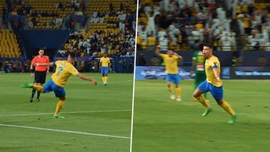 Cristiano Ronaldo Scores a Sensational No-Look Goal With His Week Foot During Al-Nassr vs Al-Khaleej King Cup of Champions 2023–24 Semifinal Match (Watch Video)