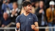 Felix Auger-Aliassime vs Carlos Alcaraz, French Open 2024 Free Live Streaming Online: How to Watch Live TV Telecast of Roland Garros Men&rsquo;s Singles Fourth Round Tennis Match?