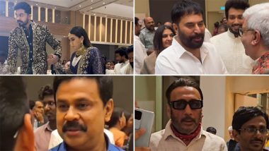Mammootty, Dileep, Jackie Shroff and Others Attend Jayaram’s Daughter Malavika Jayaram and Navaneeth Girish’s Star-Studded Wedding Reception (Watch Videos)