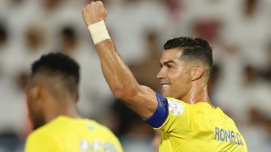 Cristiano Ronaldo Reacts After Scoring in Al-Nassr's 3-2 Victory Over Al-Akhdoud in Saudi Pro League 2023-24 (See Post)