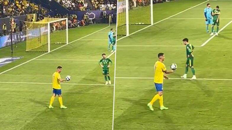 Cristiano Ronaldo Does Trick With Ball in His Hand During Al-Nassr vs Al-Khaleej King Cup of Champions 2023–24 Semifinal Match (Watch Video)