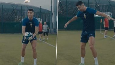 Cristiano Ronaldo Teaches Football Trick to Teammates During Training Session Ahead of Al-Hilal vs Al-Nassr King Cup of Champions 2024 Final (Watch Video)