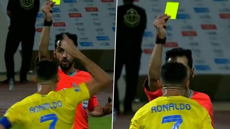 Angry Cristiano Ronaldo Shouts at Referee, Receives Yellow Card During Al-Akhdoud vs Al-Nassr Match in Saudi Pro League 2023–24; Video Goes Viral