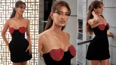 Disha Patani Is Charming in a Little Black Dress Adorned With Playful Red Heart Embellishments (View Pics)