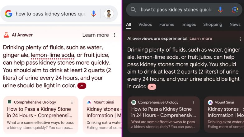 'Drink Urine To Pass Kidney Stones' Twitter User Shares Screenshot of Google Search Engine AI Answer, Receives a Rollercoaster of Reactions From Netizens