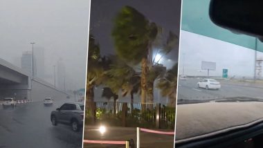Heavy Rains in UAE Again: Several Flights Cancelled and Delayed in and out of Dubai, Schools and Offices Shut; People Advised To Take Safety Measures